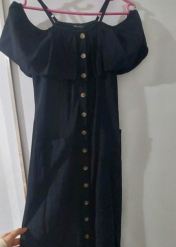 Siyah straplez düğmeli elbise #elbise - Görsel 3