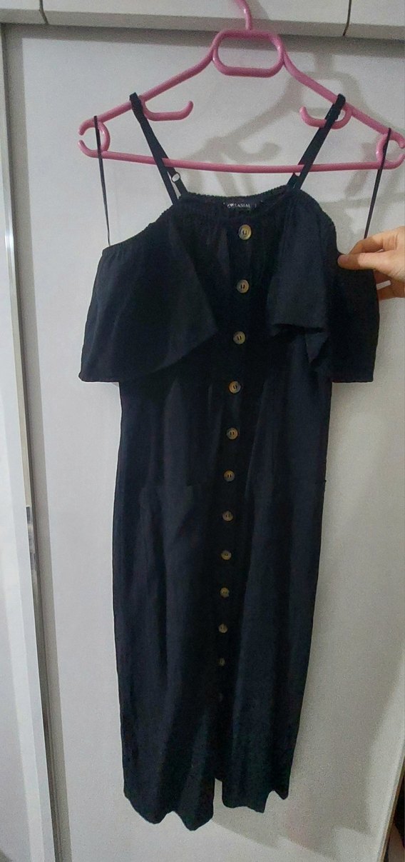 Siyah straplez düğmeli elbise #elbise - Görsel 2