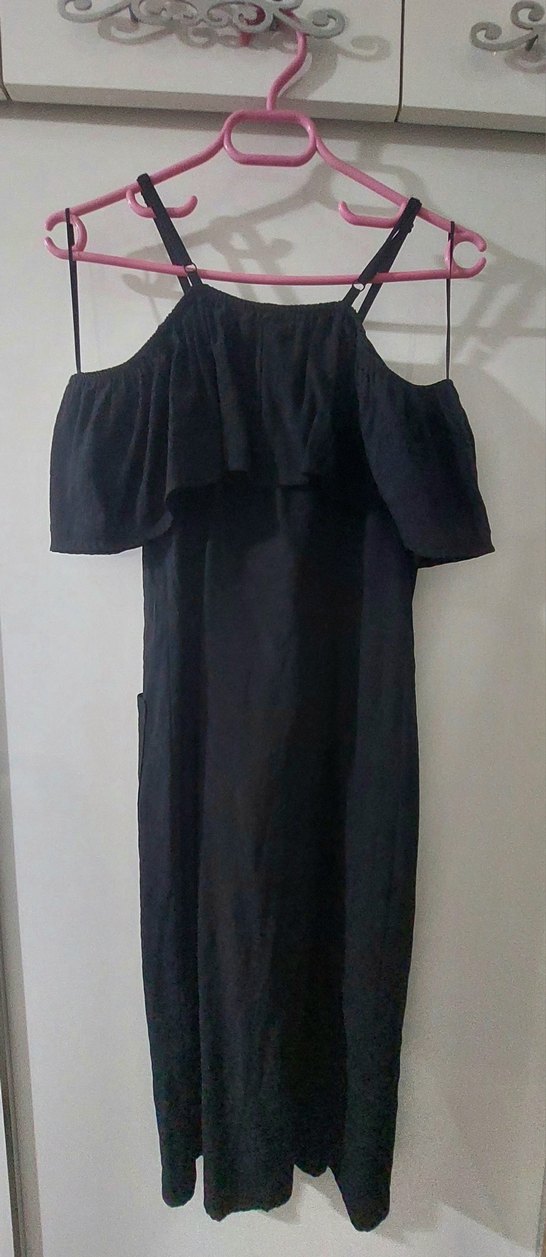 Siyah straplez düğmeli elbise #elbise - Görsel 4