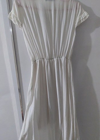 Düğmeli Beyaz Uzun Elbise #elbise - Görsel 3