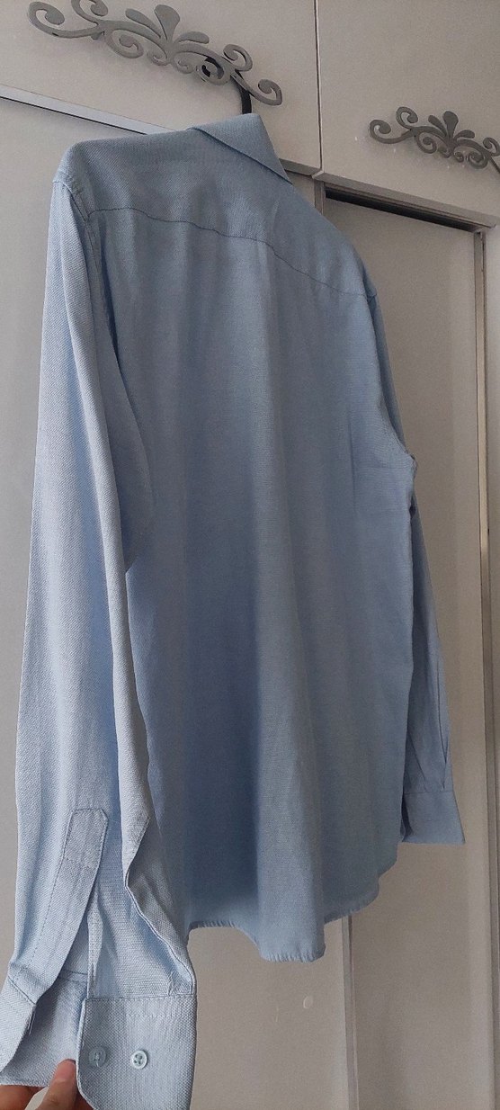 Düğmeli Mavi Erkek Gömlek #gömlek #erkek gömlek - Görsel 3