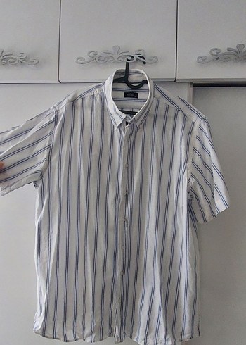 Düğmeli Kısa Kollu Çizgili Gömlek #gömlek #erkek gömlek - Görsel 2