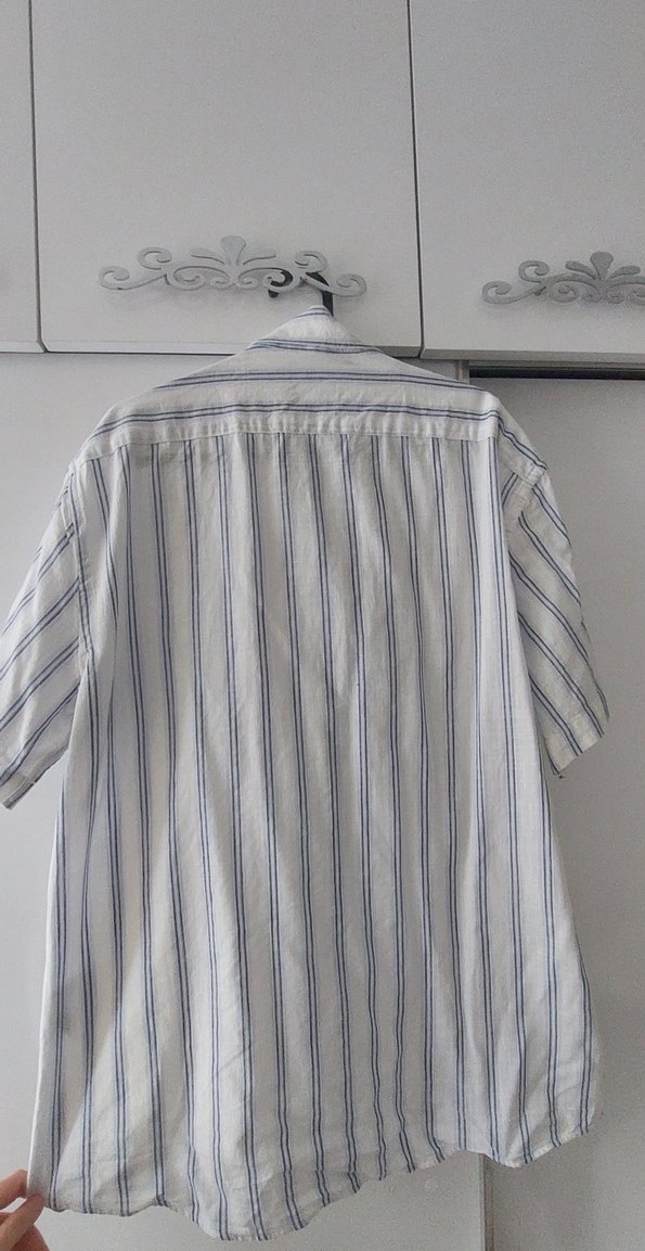 Düğmeli Kısa Kollu Çizgili Gömlek #gömlek #erkek gömlek - Görsel 3