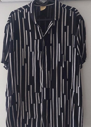 Dikey Çizgili Kısa Kollu Erkek Gömlek #erkek gömlek #gömlek - Görsel 2