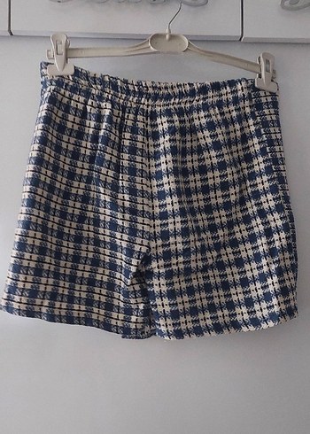 lacivert, beyaz kare desenli Mini şortlu Etek #etek #mini etek - Görsel 3