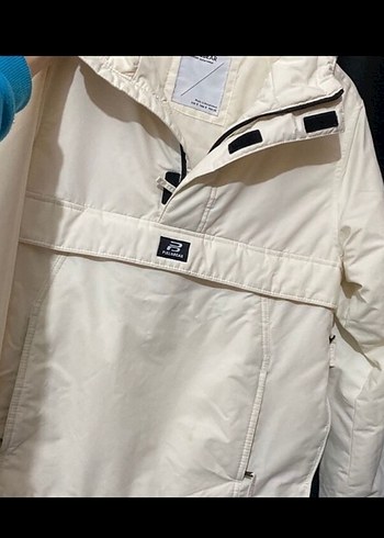 Beyaz Fermuarlı Midi Street Wear Kadın Ceket