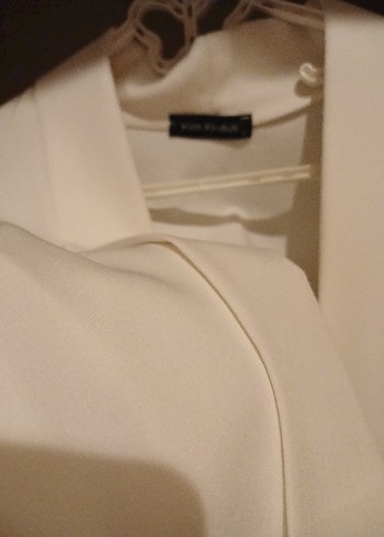 l Beden beyaz Renk Beyaz Kadın Midi Blazer Ceket