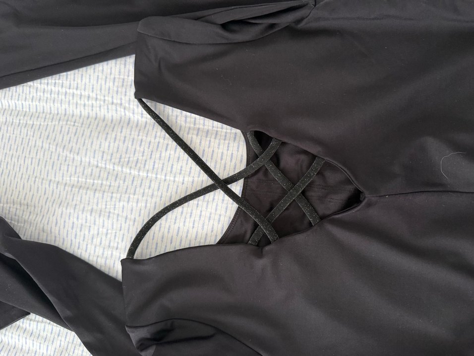 Siyah bisiklet Yaka Uzun Kollu Atletik Üst - Görsel 4