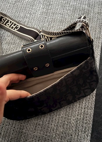 Dior Christian Dior Kemer Detaylı Gri Deri Çanta