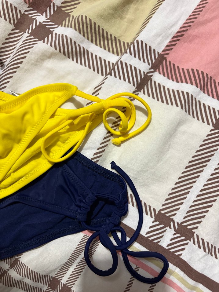 Sarı ve Lacivert Bağlamalı Bikini Altı - Görsel 5