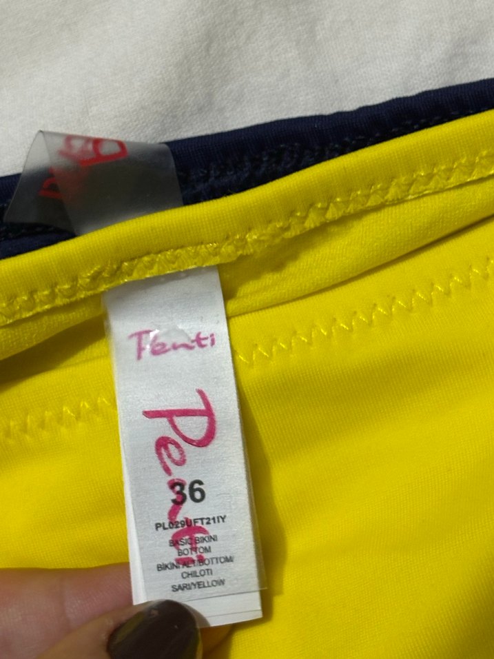 Sarı ve Lacivert Bağlamalı Bikini Altı - Görsel 3