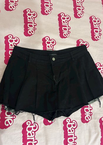 Düğmeli Siyah Mini Kot Şort etek