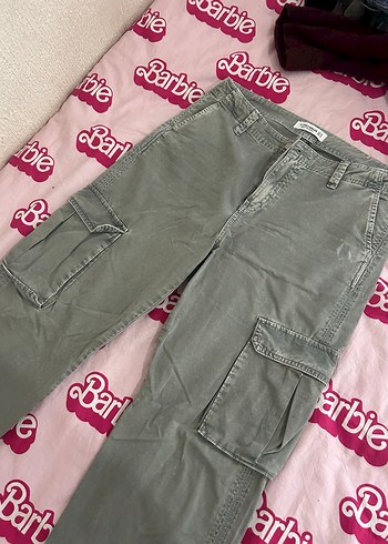 40 Beden Gri Bol Kesim Cep Detaylı Denim Pantolon