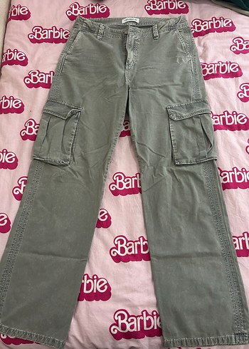 Gri Bol Kesim Cep Detaylı Denim Pantolon