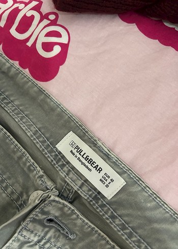 Pull and Bear Gri Bol Kesim Cep Detaylı Denim Pantolon