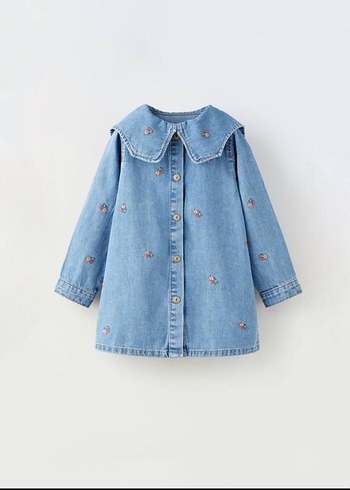 Altay 1 2 3 4 5 yaş arasıNakışlı Düğmeli Kız Kot Elbise - Görsel 2