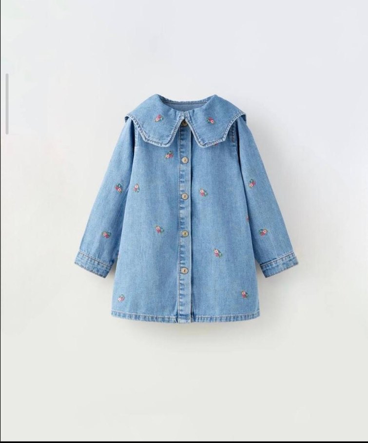 Altay 1 2 3 4 5 yaş arasıNakışlı Düğmeli Kız Kot Elbise - Görsel 2