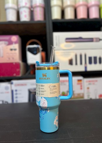 Stanley Pastel Mavi Çiçekli Termos Kupa - Görsel 5
