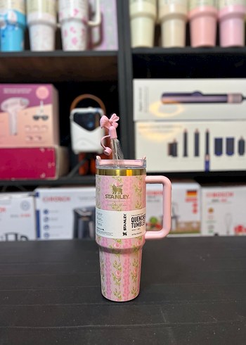 Stanley Pastel Mavi Çiçekli Termos Kupa - Görsel 3