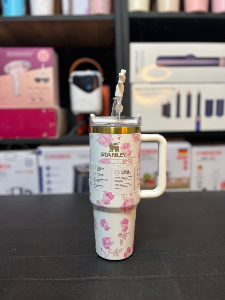 Stanley Pastel Mavi Çiçekli Termos Kupa - Görsel 4