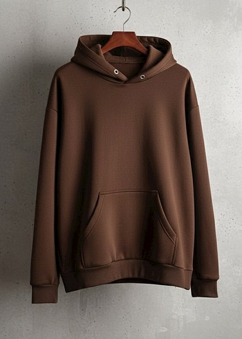 Kahverengi Kapüşonlu Salaş Sweatshirt