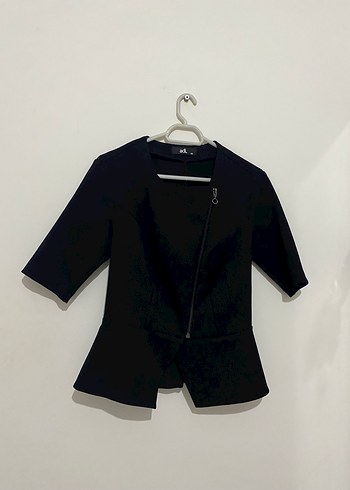 Adil Işık Siyah Kısa Kollu Fermuarlı Mini Blazer