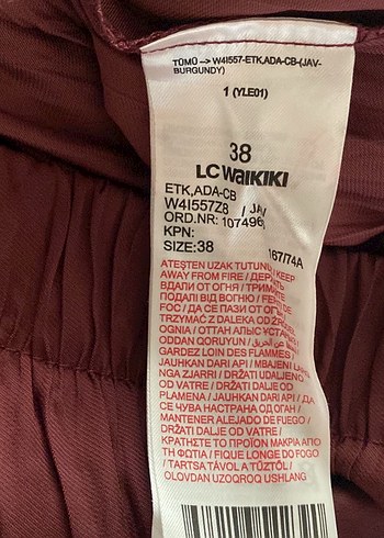 LC Waikiki Bordo Keten Salaş Uzun Etek