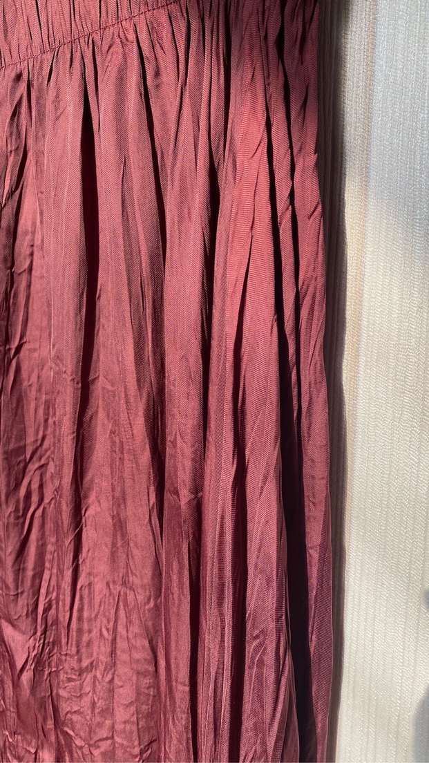 Bordo Keten Salaş Uzun Etek - Görsel 2