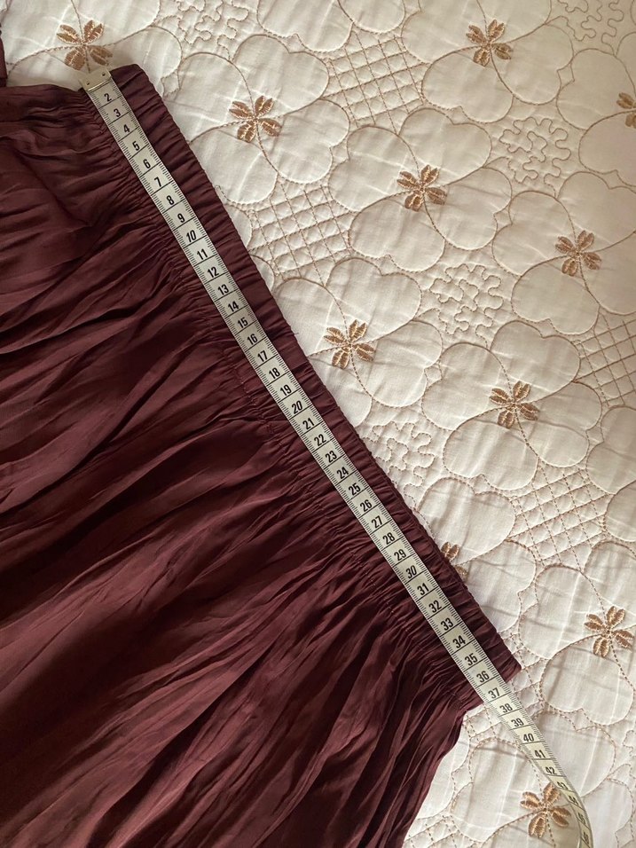 Bordo Keten Salaş Uzun Etek - Görsel 4