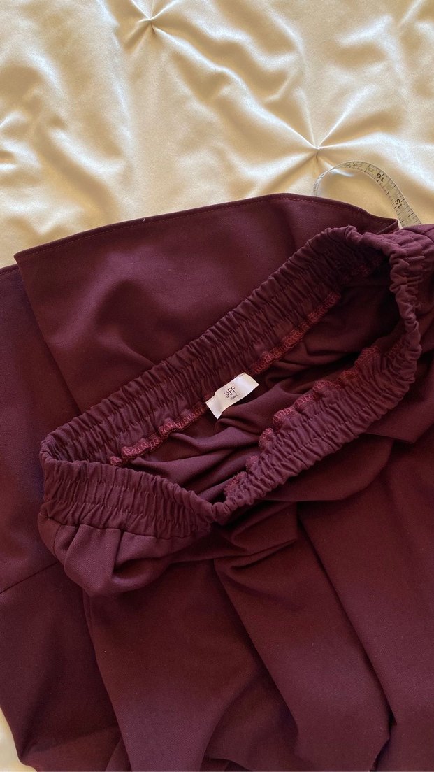 Bordo Uzun Salaş Kadın Etek - Görsel 5