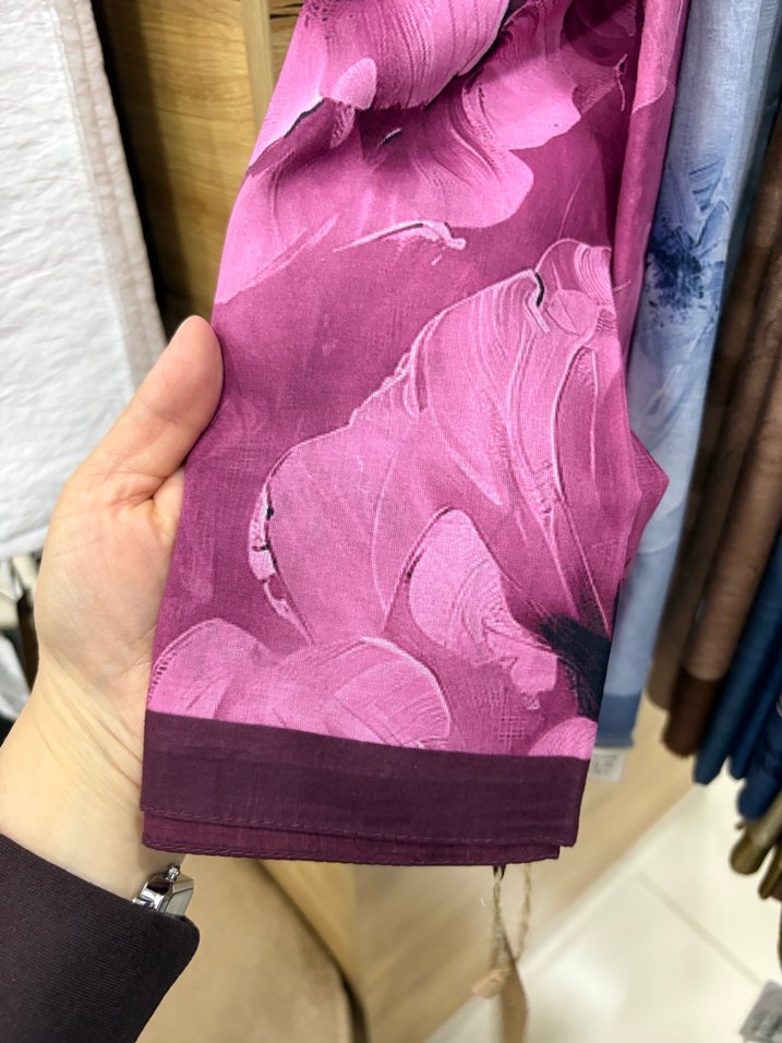 Gri Mavi İpek Görünümlü Bohem Kadın Şal - Görsel 2