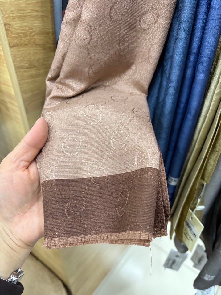 Kadın Mavi Örgü Desenli Şal - Görsel 4