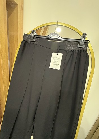 Siyah Pilili Uzun Kadın pantolon Kayra - Görsel 3