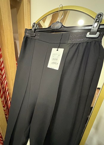 Siyah Pilili Uzun Kadın pantolon Kayra - Görsel 5