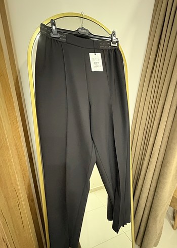 Siyah Pilili Uzun Kadın pantolon Kayra - Görsel 2