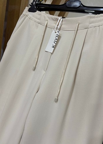 Bej Kadın Kumaş Pantolon, Düz Kesim, Uzun Boy - Görsel 3
