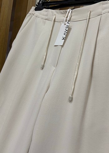Bej Kadın Kumaş Pantolon, Düz Kesim, Uzun Boy - Görsel 2