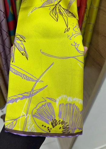 Yeşil Bohem Tarzı Kadın tiwil ipek eşarp - Görsel 3