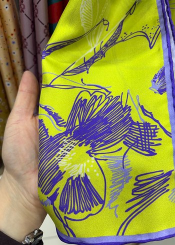 Yeşil Bohem Tarzı Kadın tiwil ipek eşarp - Görsel 7