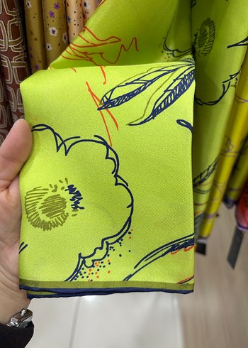 Yeşil Bohem Tarzı Kadın tiwil ipek eşarp - Görsel 2