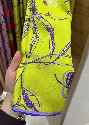 Yeşil Bohem Tarzı Kadın tiwil ipek eşarp - Görsel 6