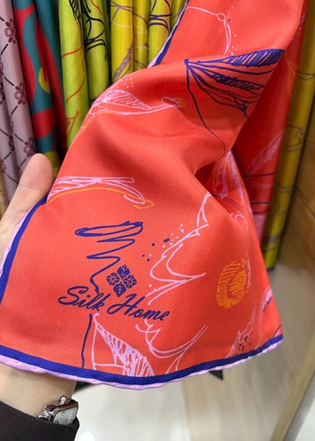 Yeşil Bohem Tarzı Kadın tiwil ipek eşarp - Görsel 5