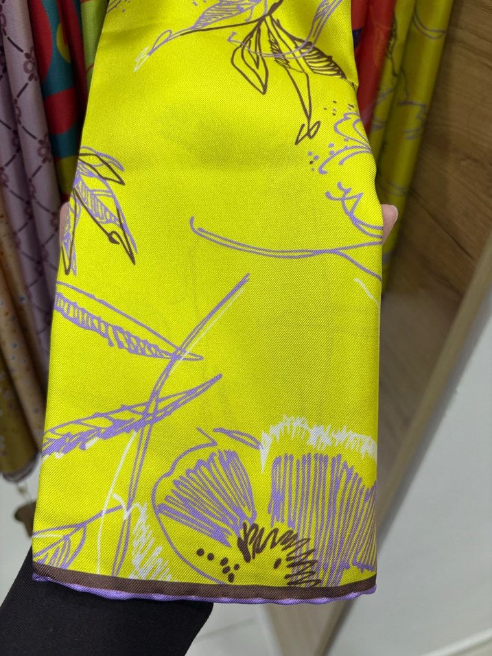 Yeşil Bohem Tarzı Kadın tiwil ipek eşarp - Görsel 3