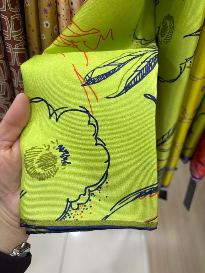 Yeşil Bohem Tarzı Kadın tiwil ipek eşarp - Görsel 2