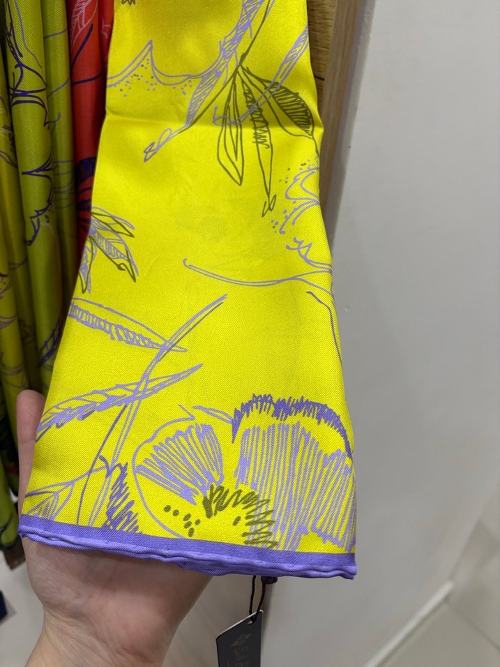 Yeşil Bohem Tarzı Kadın tiwil ipek eşarp - Görsel 4