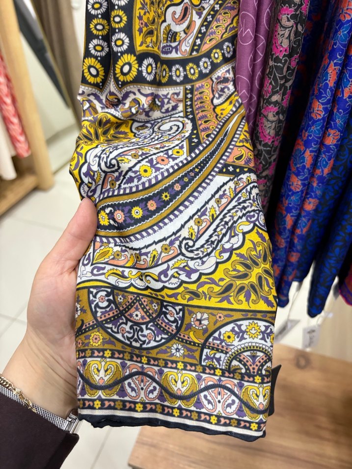 Gri Çok Renkli Bohem Kadın eşarp - Görsel 5