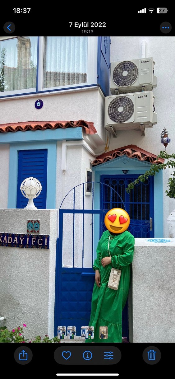 Yeşil uzun kollu elbise az kullanılmış defosu yok kuşaklı - Görsel 2