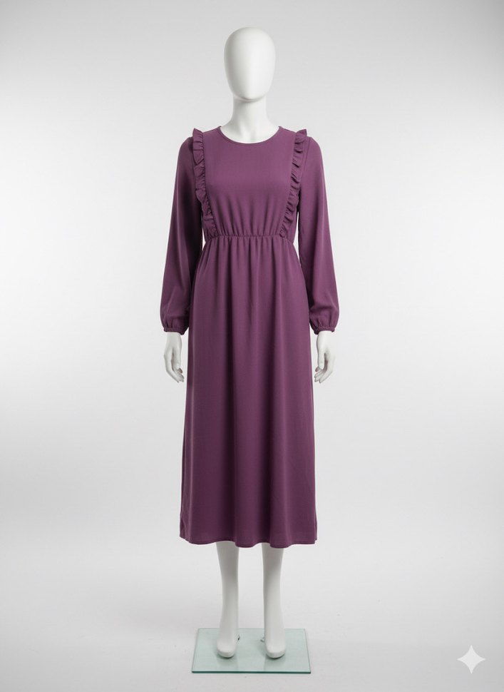 Mor elbise uzun kollu markası yok - Görsel 2
