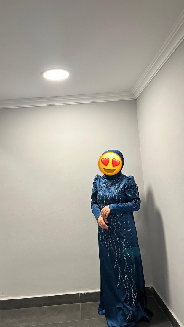 Boncuk İşlemeli petrol mavisi bir kere giyildi şalı ŞAL dahi - Görsel 2