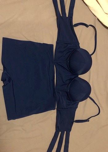 Mavi Strappy Kadın Bikini Üstü - Görsel 3